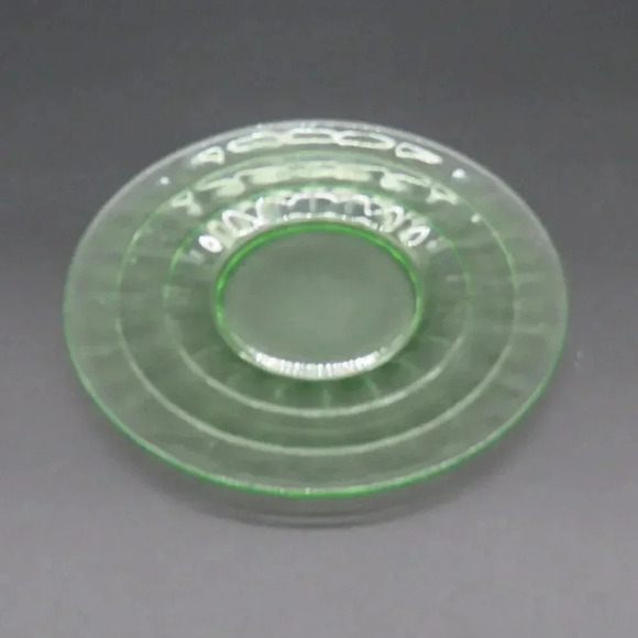 Vintage Hocking Block Optic Sandwich Plate Green Depression 1929-33 - Picture 2 of 4